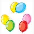 Colorful balloons, isolated object on white background, cartoon illustration, vector Royalty Free Stock Photo