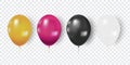 Colorful balloons isolated on transparent background as celebrate and party concept. vector illustration Royalty Free Stock Photo