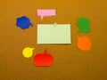 Colorful Balloons and Notes (Cork Board Background) Royalty Free Stock Photo