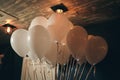 Colorful balloons on party in interior