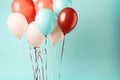 Colorful balloons on pastel background, perfect event decoration for birthday party Royalty Free Stock Photo