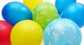 Colorful Balloons In Red Blue Yellow Apple Green And Turquoise With Happy Birthday Text