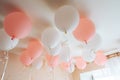 Colorful balloons in room prepared for birthday party Royalty Free Stock Photo