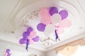 Colorful balloons in room prepared for birthday party Royalty Free Stock Photo