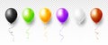 Colorful balloons set isolated on transparent background. Vector illustration Royalty Free Stock Photo