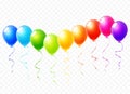 Colorful balloons set on transparent background vector Royalty Free Stock Photo