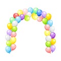 Colorful balloons in the shape of arch. Birthday party, wedding decoration vector illustration Royalty Free Stock Photo