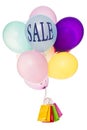 Colorful balloons with shopping bags, word Sale Royalty Free Stock Photo