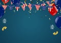Colorful balloons, vector illustration. Confetti and flag ribbons, Celebration background template with Royalty Free Stock Photo