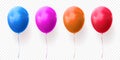Colorful balloons vector transparent background glossy realistic baloons for Birthday party Royalty Free Stock Photo