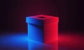 Colorful ballot box illuminated with red and blue lights for voting and elections Royalty Free Stock Photo