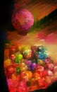 Colorful balls - colorful digital abstract painting artwork Royalty Free Stock Photo