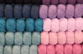 colorful balls of yarn or sale in the haberdashery shop