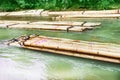 Colorful bamboo raft floating group in river  , travel with nature background Royalty Free Stock Photo