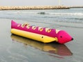 Colorful banana boat on the beach in Thailand.