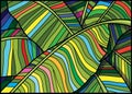 Colorful banana leaf pattern and moses stained glass illustration vector