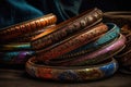 Colorful Bangles Arranged In Row. Generative AI