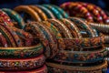 Colorful Bangles Arranged In Row. Generative AI