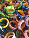 Colorful bangles made of wood