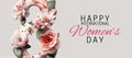 A colorful banner with floral decorations to celebrate International Women\'s Day on March 8th
