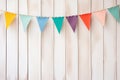 Colorful Banner Garland on White Barn Wood - Festive Event Decoration.