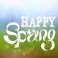 Colorful banner with lettering Happy spring on gradient background Royalty Free Stock Photo