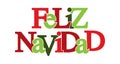 Colorful banner that says HAPPY CHRISTMAS. language Spanish