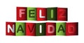 Colorful banner that says HAPPY CHRISTMAS. language Spanish