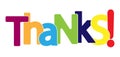 Colorful banner that says THANKS! Lettering for decoration and design