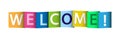 Colorful banner that says WELCOME! Lettering for decoration and design