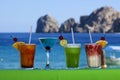 Colorful bar drinks in Cabo San Lucas Mexico Royalty Free Stock Photo