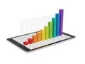 Colorful bar graph displayed on digital tablet screen Royalty Free Stock Photo