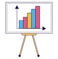 Colorful bar graph on tripod stand, business presentation concept, growth chart. Data visualization and corporate report