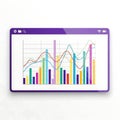 Colorful bar and line graph on a tablet screen for data visualization and analysis Royalty Free Stock Photo