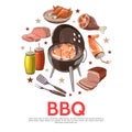 Colorful Barbecue Party Round Concept