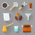 Colorful barista equipment illustration set Royalty Free Stock Photo