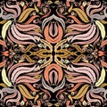 Colorful Baroque seamless pattern. Vector floral ornamental leaf Royalty Free Stock Photo