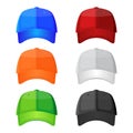 Colorful baseball caps isolated on white background. Stylish sportive headwea Royalty Free Stock Photo