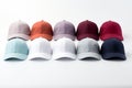 Colorful baseball caps on white background. Clipping path included Royalty Free Stock Photo