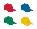 Colorful baseball hat vector illustration set
