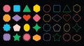 Colorful basic silhouette and line empty geometrical shapes icons set on white Royalty Free Stock Photo