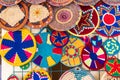 Colorful basket souvenirs at a tourist shop in Abu Simbel