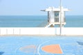 Colorful Basketball Court with Sea View in Cheung Chau Island, Hong Kong