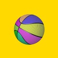 Colorful basketball on a yellow color background.