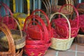 Colorful baskets on the counter of the Singapore market Royalty Free Stock Photo