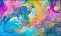 Colorful bath foam bubbles create magical rainbow. Creating using generative AI tools