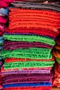 Colorful bath mats stacked together Royalty Free Stock Photo