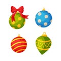 Colorful Bauble Balls, Christmas and New Year Symbol, Traditional Holiday Decoration Vector Illustration