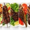 Colorful BBQ Dish Collage with Fresh SaladâVertical Panel Layout Royalty Free Stock Photo