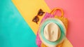 Colorful beach bag with beach Royalty Free Stock Photo